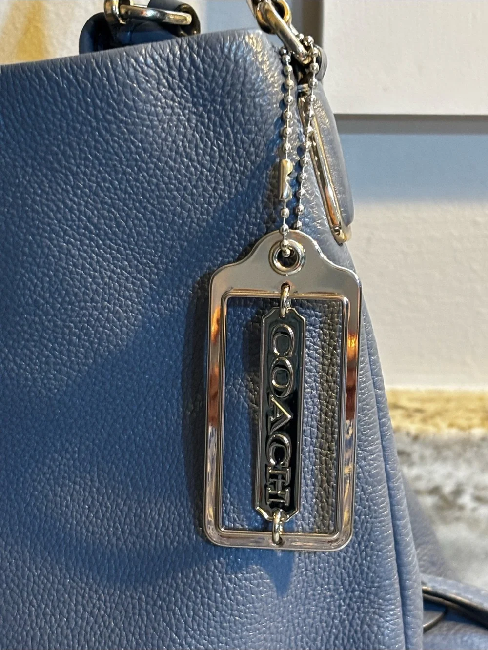 COACH Madison Small Phoebe Blue Pebbled Leather Shoulder Bag Hobo 26224